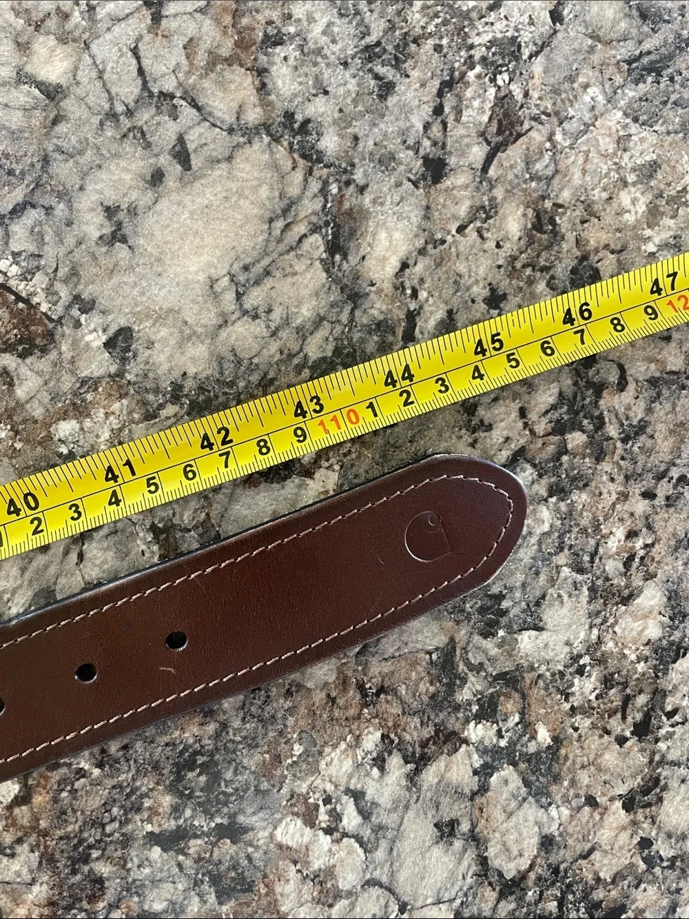 Carhartt Men's Brown Leather Roller Belt 38 Brushed Metal Buckle Western Work